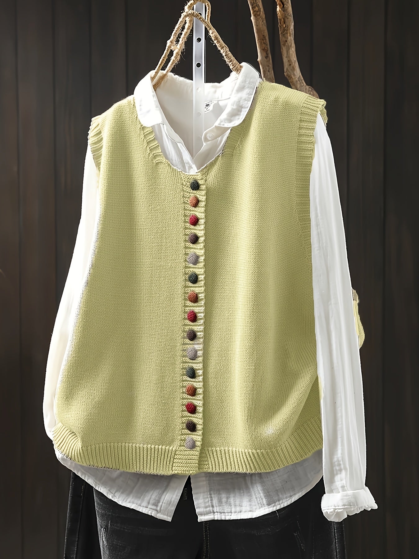 Eva | Ærmeløs Strikket Cardigan