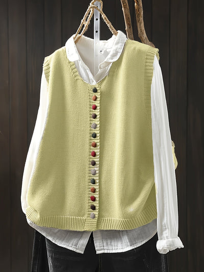 Eva | Ærmeløs Strikket Cardigan