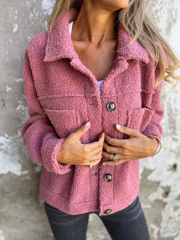 Thyra | Varm teddyjakke med knapper