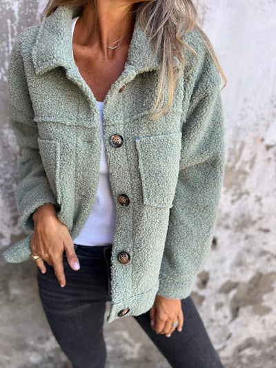 Thyra | Varm teddyjakke med knapper