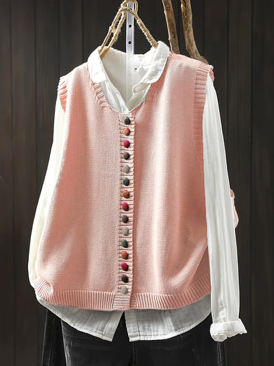 Eva | Ærmeløs Strikket Cardigan