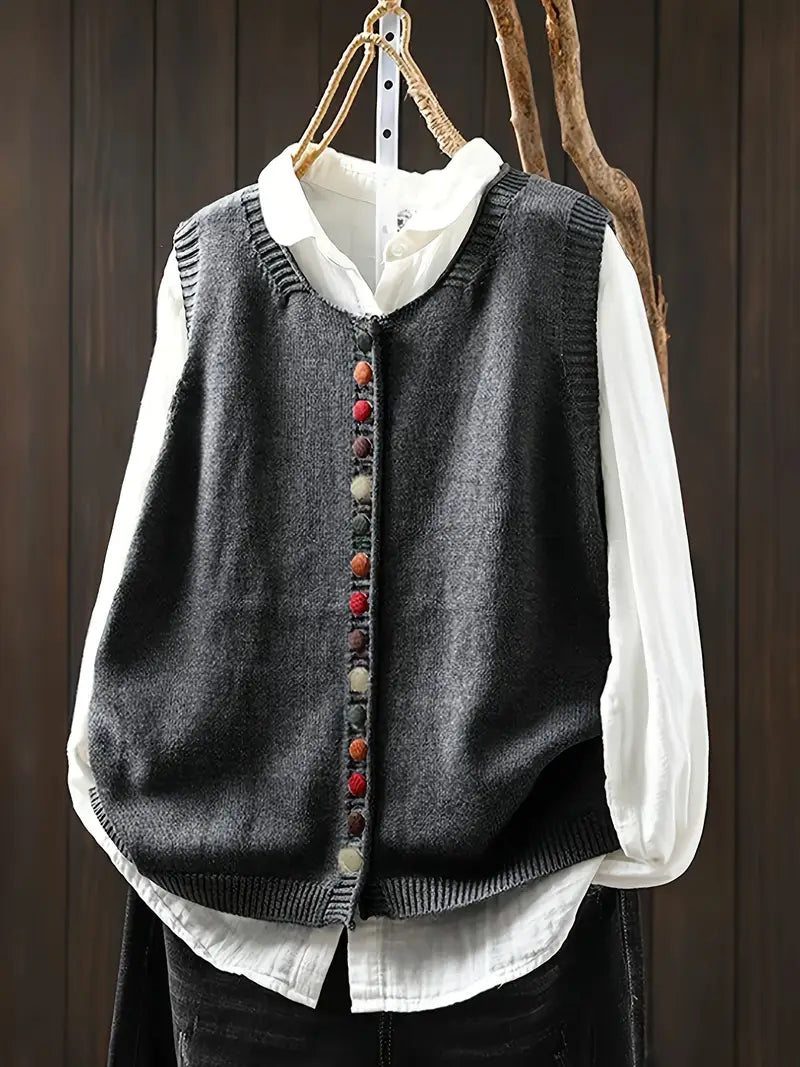 Eva | Ærmeløs Strikket Cardigan