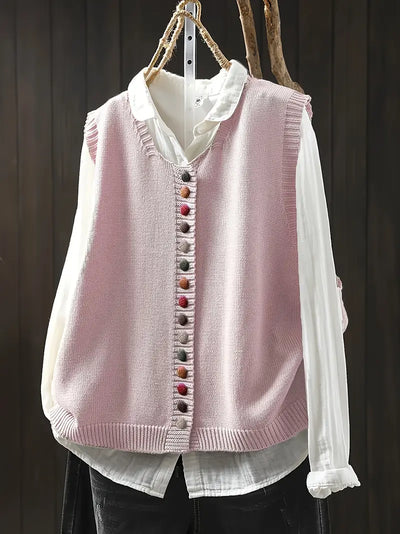 Eva | Ærmeløs Strikket Cardigan
