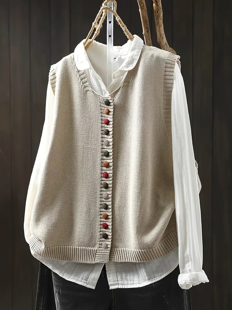 Eva | Ærmeløs Strikket Cardigan