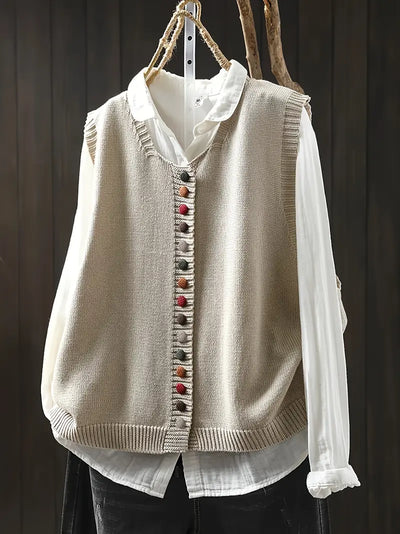 Eva | Ærmeløs Strikket Cardigan