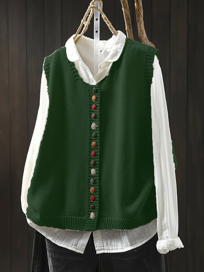Eva | Ærmeløs Strikket Cardigan