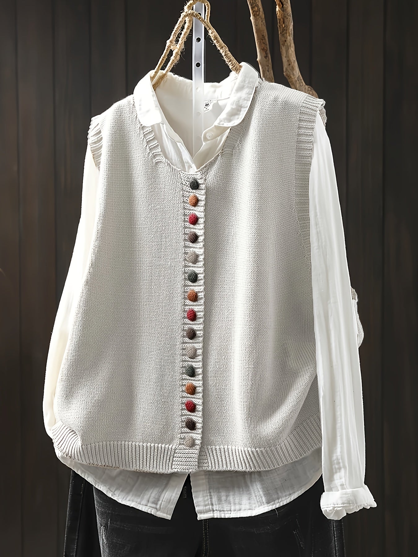 Eva | Ærmeløs Strikket Cardigan