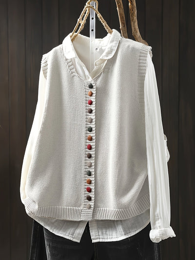 Eva | Ærmeløs Strikket Cardigan