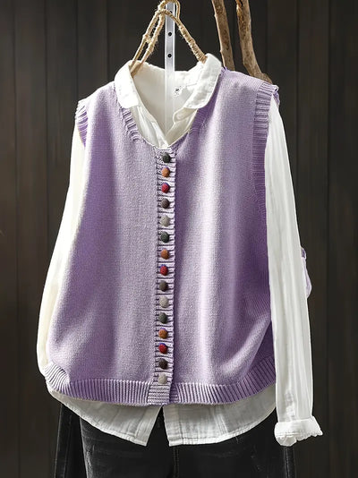 Eva | Ærmeløs Strikket Cardigan