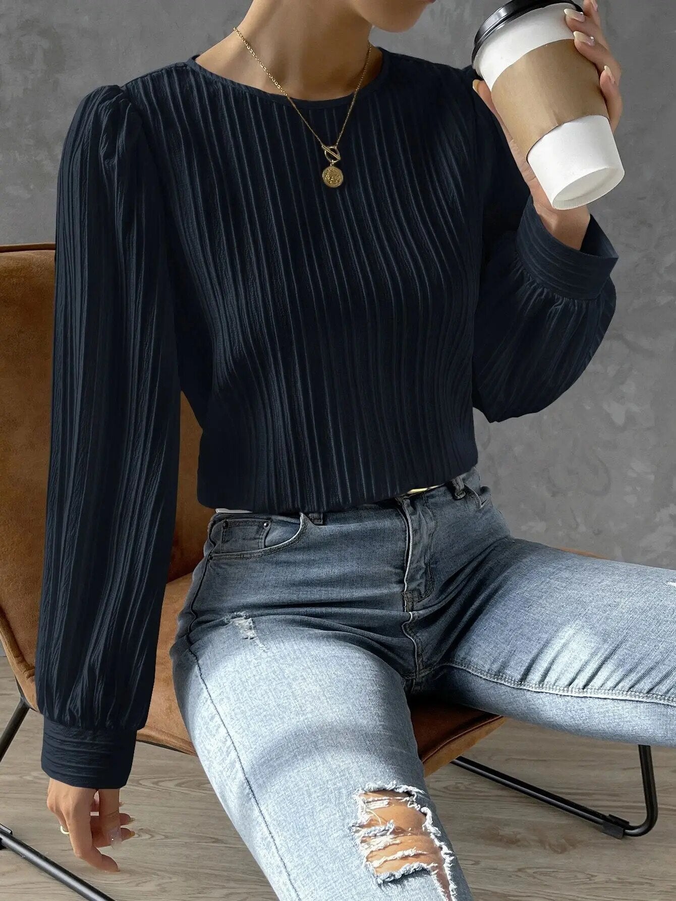 Élodie | Elegant Plisseret Bluse