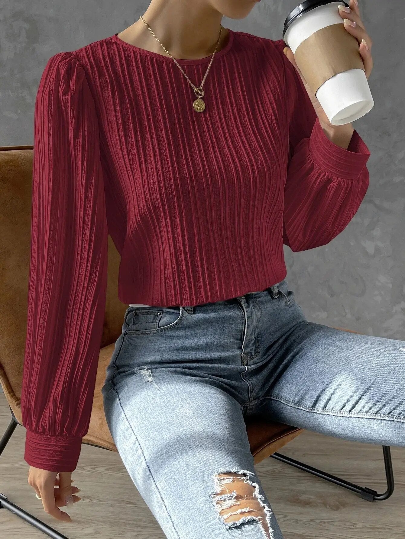 Élodie | Elegant Plisseret Bluse