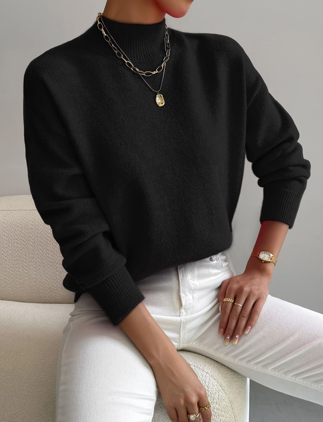 Ingrid | Elegant højhalset strik