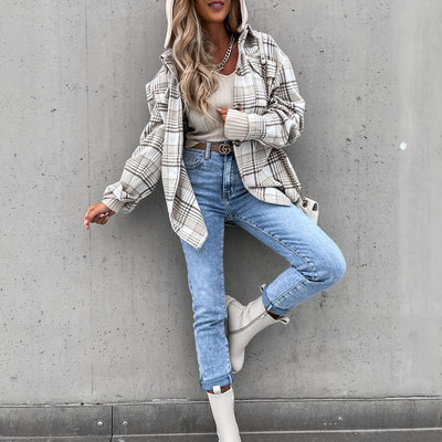 Klara | Plaid Hættefrakke