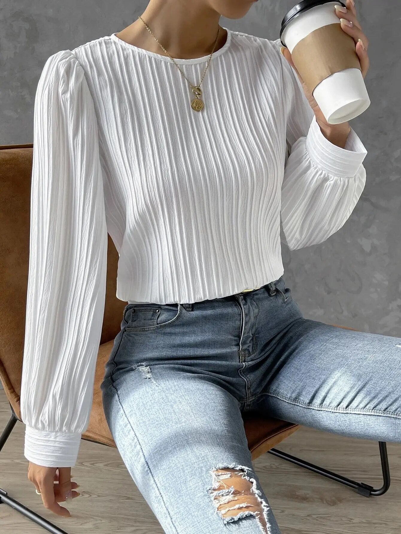 Élodie | Elegant Plisseret Bluse
