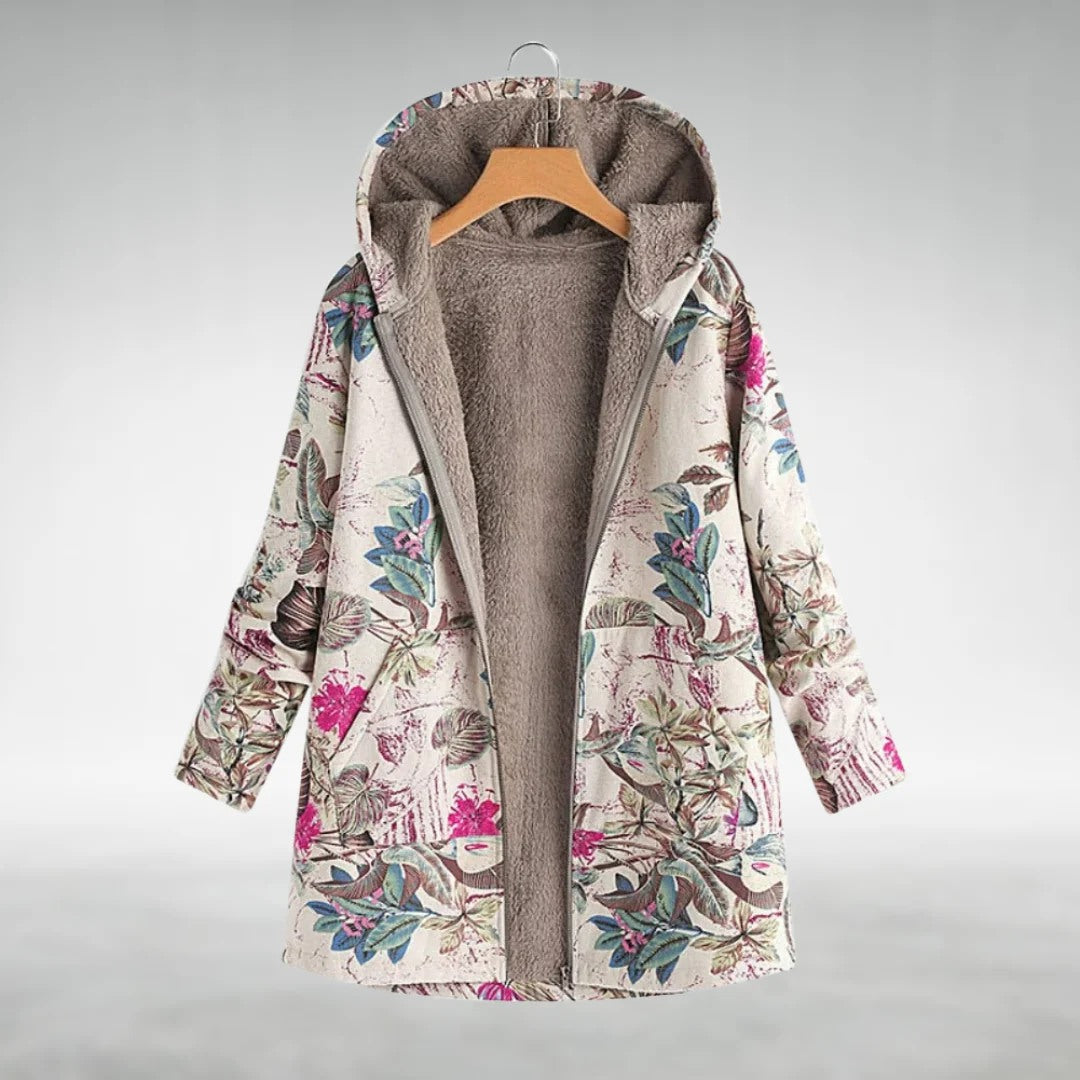 Hanne | Stilfuld Blomstret Fleecejakke