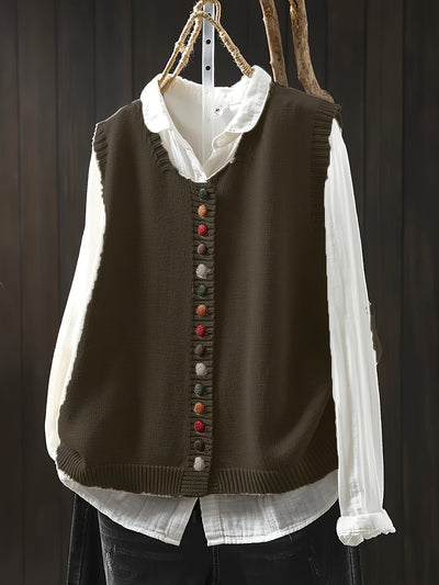 Eva | Ærmeløs Strikket Cardigan