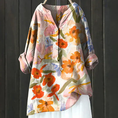 Britt | Luftig Bluse med Blomsterprint