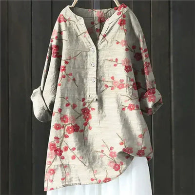 Britt | Luftig Bluse med Blomsterprint