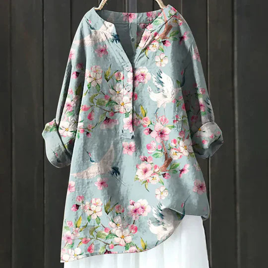 Britt | Luftig Bluse med Blomsterprint