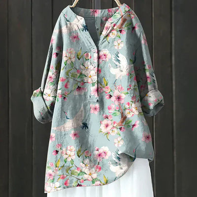 Britt | Luftig Bluse med Blomsterprint