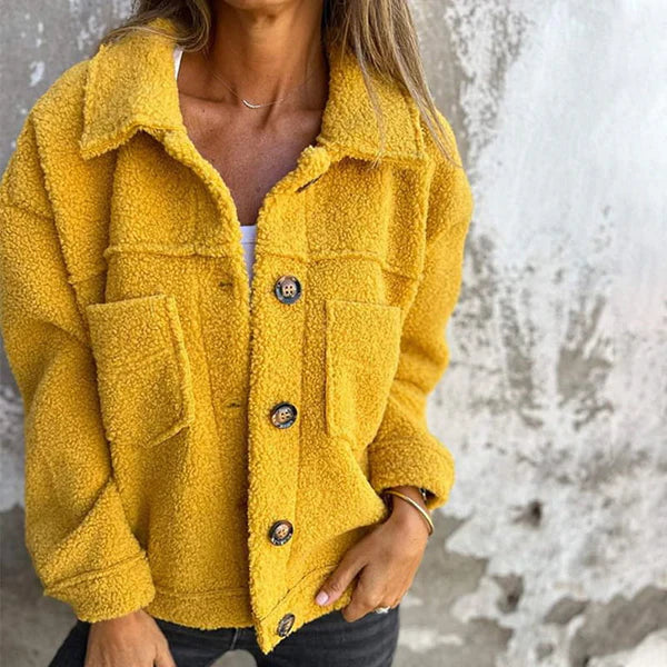Thyra | Varm teddyjakke med knapper