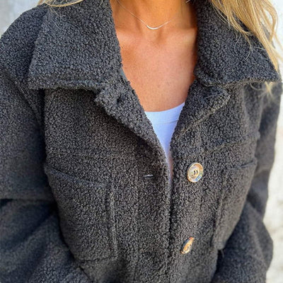 Thyra | Varm teddyjakke med knapper