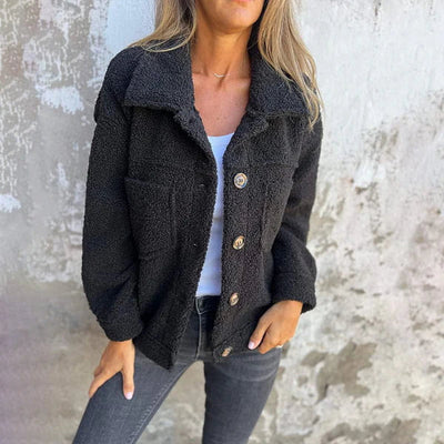 Thyra | Varm teddyjakke med knapper